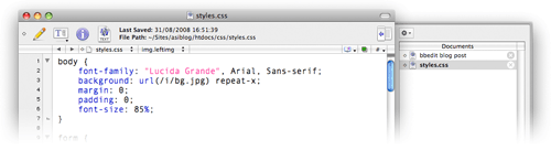 Picture of BBEdit's open files drawer
