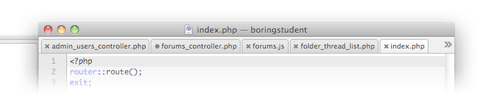Picture of TextMate's tabs for open files